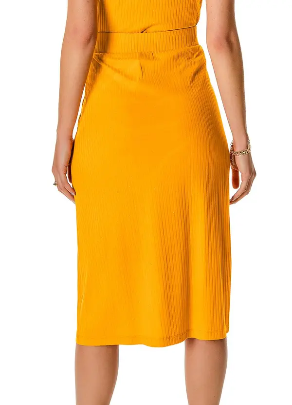 Rovitex - Saia Midi Envelope com Transpasse Amarelo 2