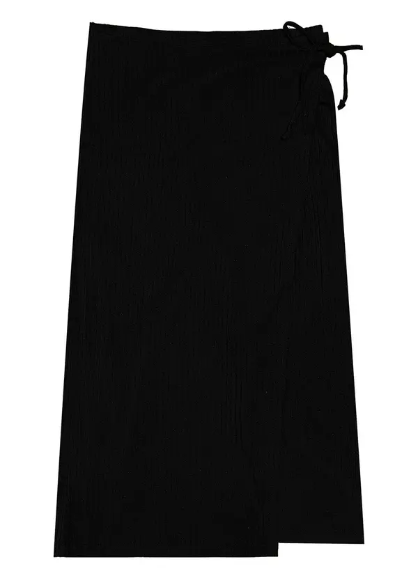 Rovitex - Saia Midi Envelope com Transpasse Preto 3