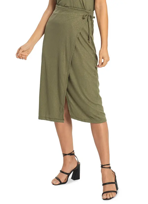 Rovitex - Saia Midi Envelope com Transpasse Verde