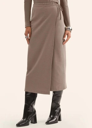 Rovitex - Saia Midi Envelope em Malhão Marrom - ROVITEX