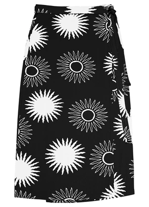 Rovitex - Saia Midi Envelope em Visco Maquinetada Preto - ROVITEX