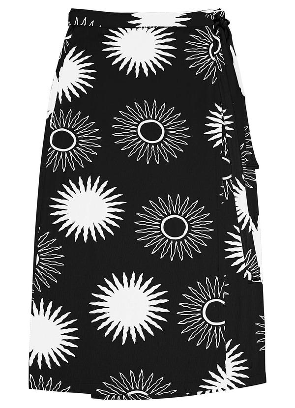 Rovitex - Saia Midi Envelope em Visco Maquinetada Preto