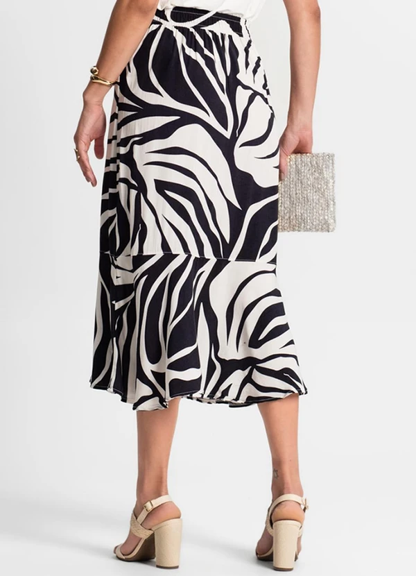 Rovitex - Saia Midi Estampada Preto 2