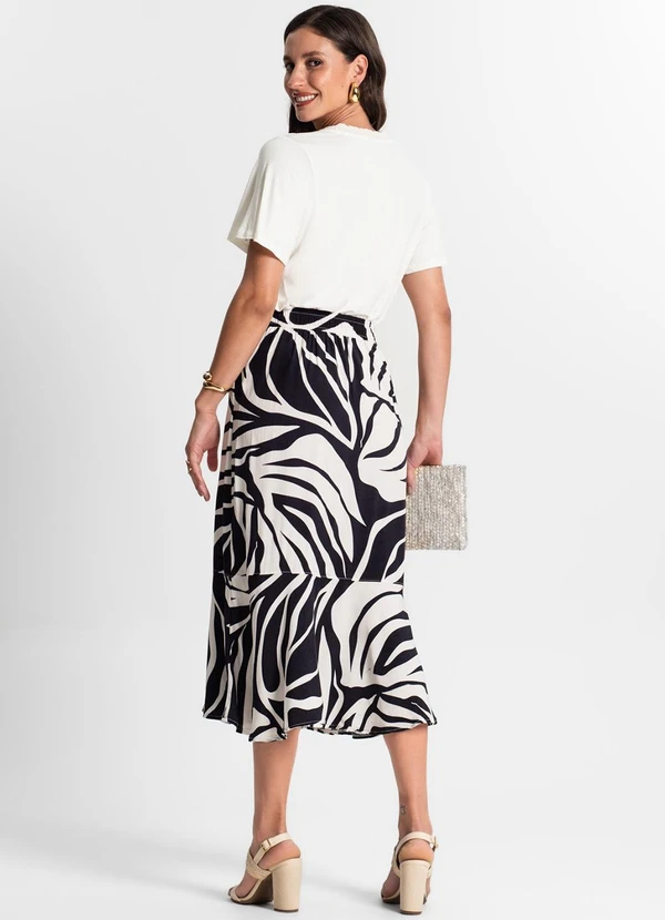 Rovitex - Saia Midi Estampada Preto 4