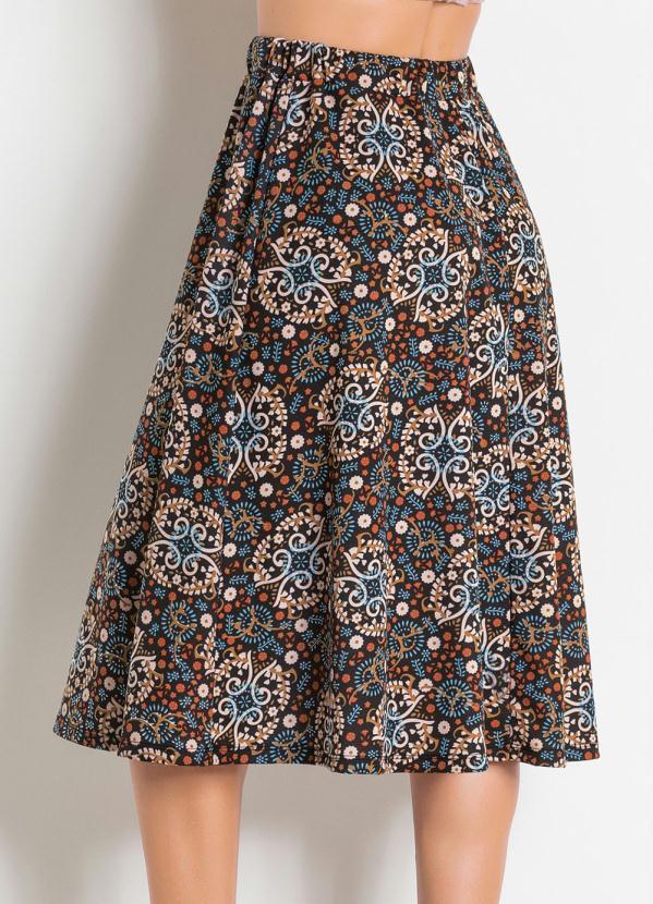 Moda Pop - Saia Midi Evasê Arabescos Cintura Alta 6