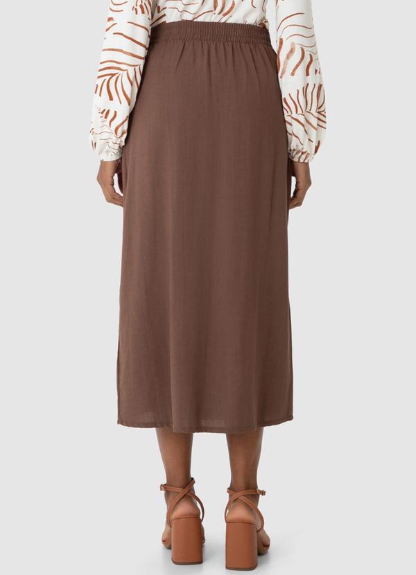 Malwee - Saia Mídi Evasê Assimétrica Marrom 2