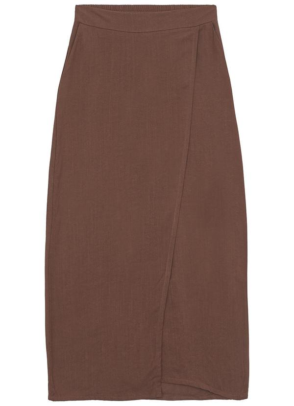 Malwee - Saia Mídi Evasê Assimétrica Marrom 5