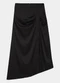 Enfim - Saia Mídi Evasê Assimétrica Preto - variação: Preto