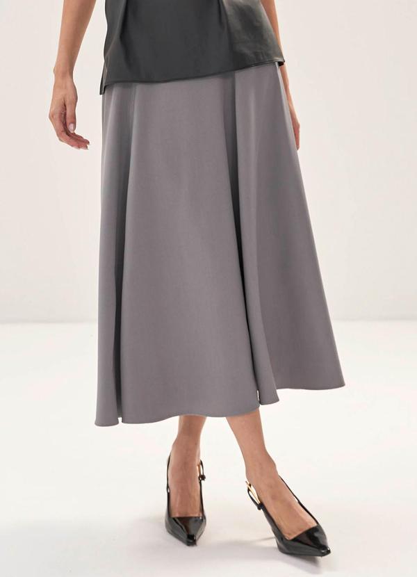 Carlota Costa - Saia Midi Evasê Cinza