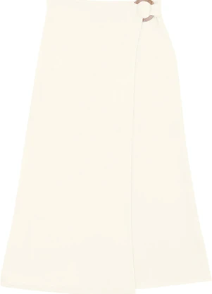 Malwee - Saia Mídi Evasê com Argola Off White - MALWEE