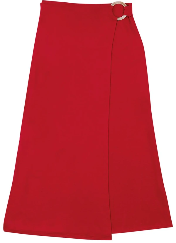 Malwee - Saia Mídi Evasê com Argola Vermelho 3