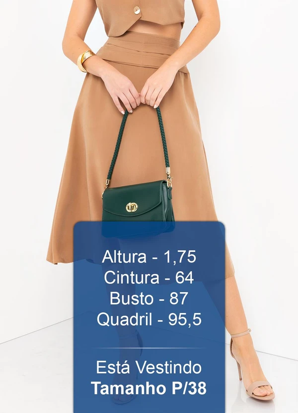 Mob - Saia Midi Evasê Cós c/ Pregas Marrom 5