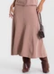 Endless - Saia Midi Evasê em Alfaiataria Marrom - variação: Marrom
