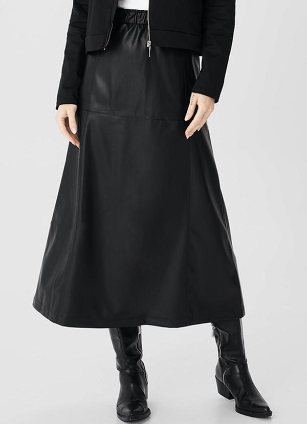 Enfim - Saia Mídi Evasê em Corino Preto