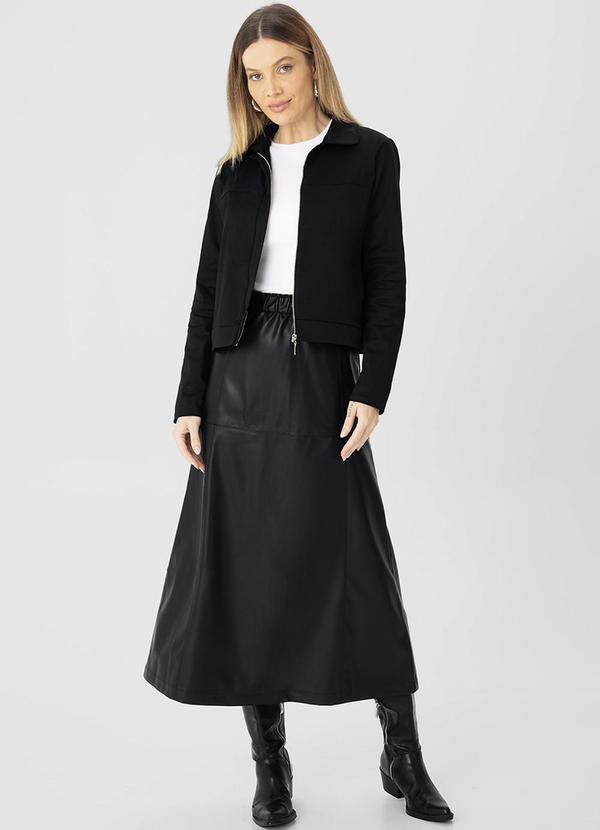 Enfim - Saia Mídi Evasê em Corino Preto 3