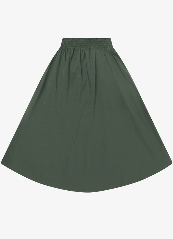 Rovitex - Saia Midi Evasê em Popeline Verde 6