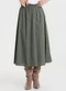 Rovitex - Saia Midi Evasê em Popeline Verde - variação: Verde