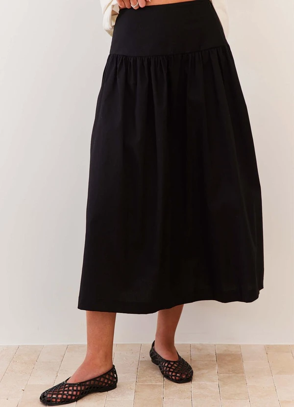 Sofie - Saia Midi Evasê em Tricoline Urban Codes - Sofie