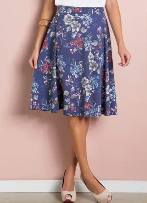 Moda Pop - Saia Midi Evasê Floral - MODA POP