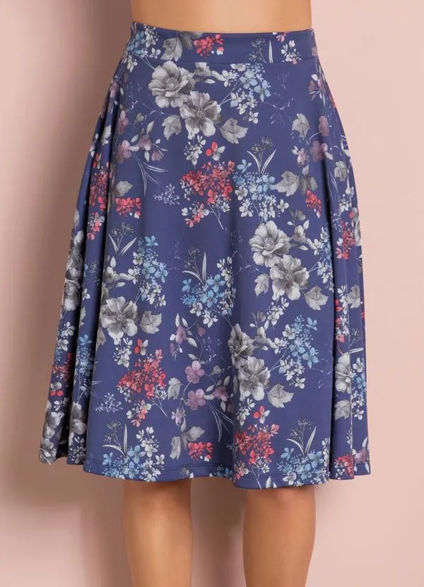 Moda Pop - Saia Midi Evasê Floral 5