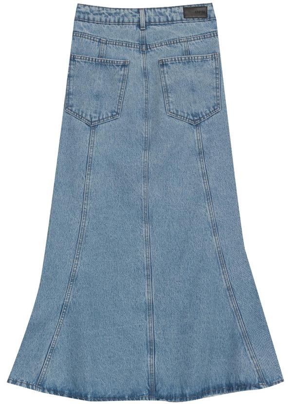 Enfim - Saia Midi Evasê Jeans Azul 4