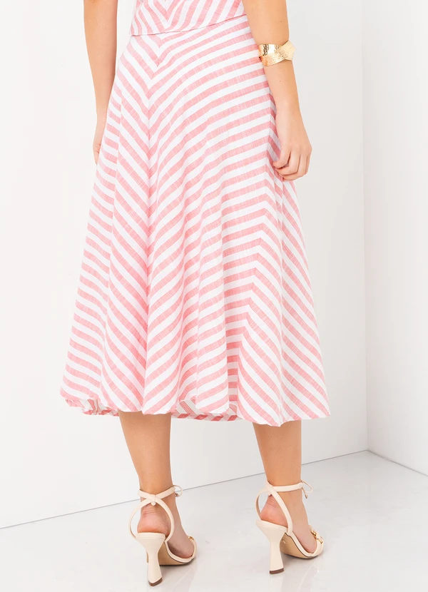 Mob - Saia Midi Evasê Listrada Rosa 2