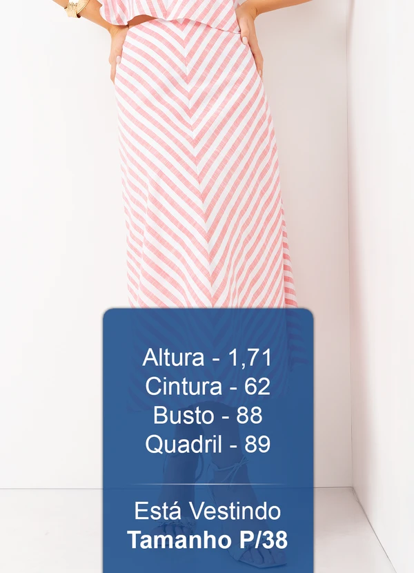 Mob - Saia Midi Evasê Listrada Rosa 5