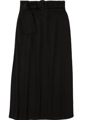 Malwee - Saia Mídi Evasê Preto - MALWEE