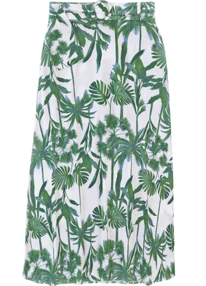 Malwee - Saia Mídi Evasê Tropical Verde - MALWEE