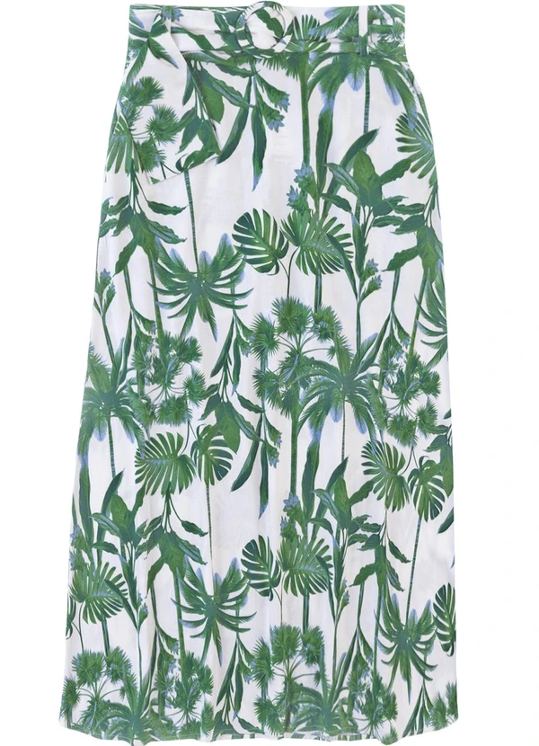 Malwee - Saia Mídi Evasê Tropical Verde 1