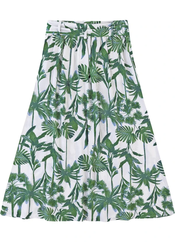 Malwee - Saia Mídi Evasê Tropical Verde 2