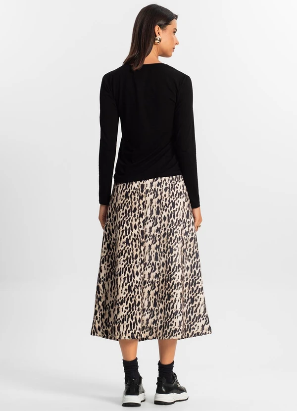 Rovitex - Saia Midi Feminina Bege 4