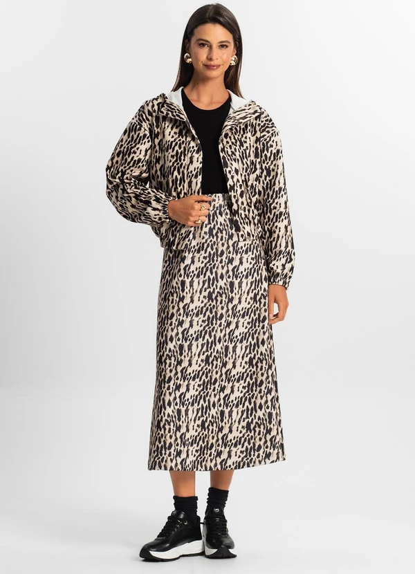 Rovitex - Saia Midi Feminina Bege 5