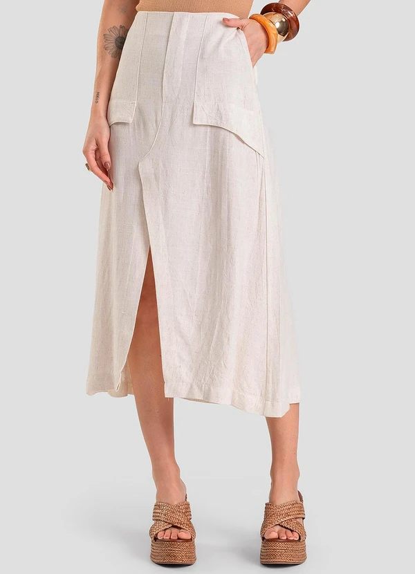 Dianna - Saia Midi Feminina Bege 1