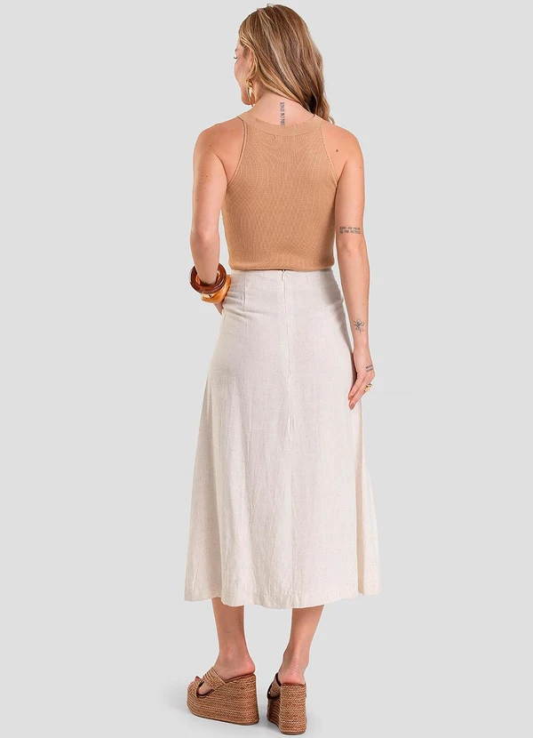 Dianna - Saia Midi Feminina Bege 4