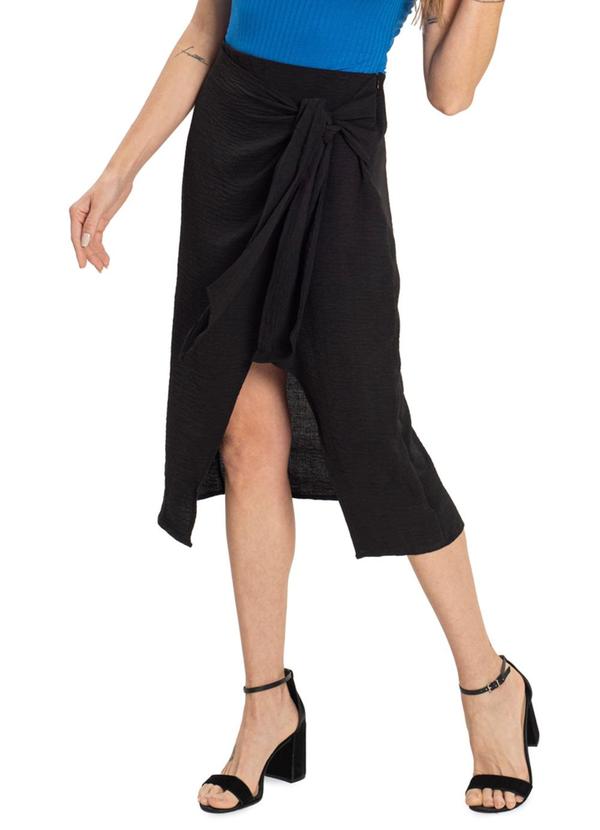 Endless - Saia Midi Feminina com Nó Preto