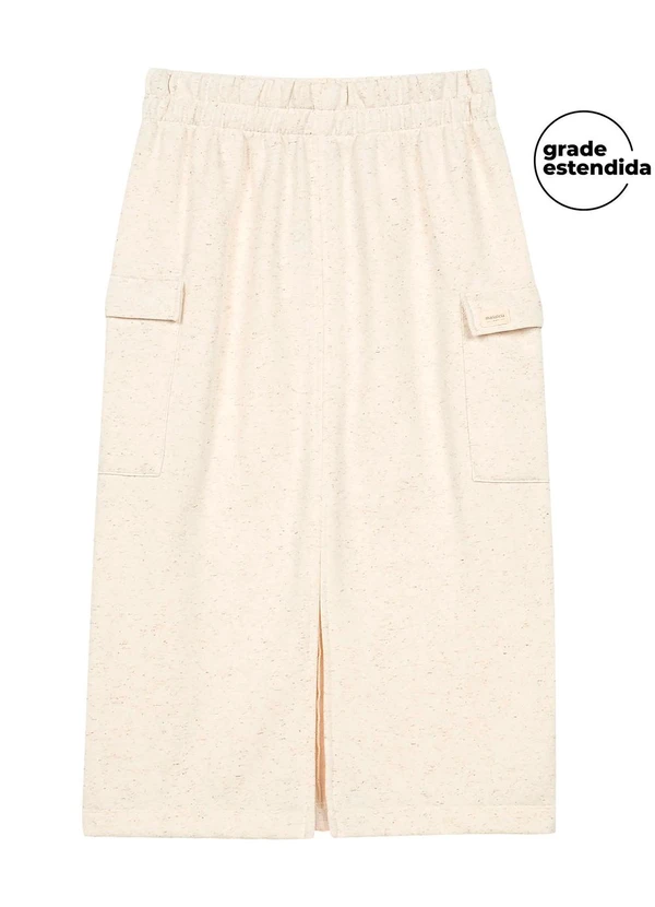 Marialícia - Saia Midi Feminina Comfy Moletom Bege
