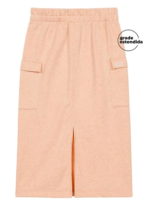 Marialícia - Saia Midi Feminina Comfy Moletom Laranja - MARIALÍCIA
