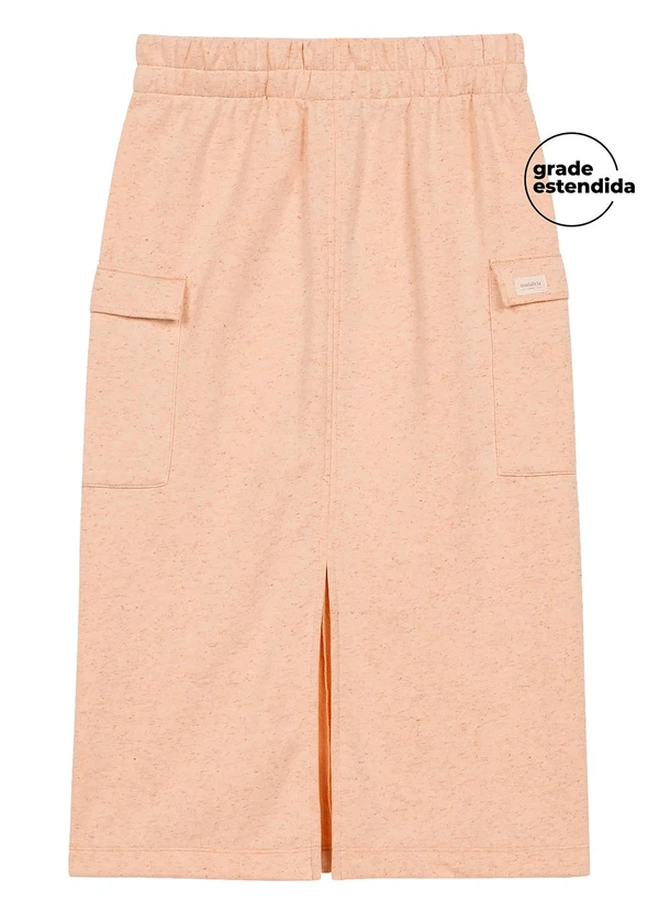 Marialícia - Saia Midi Feminina Comfy Moletom Laranja