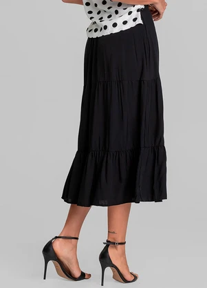 Dianna - Saia Midi Feminina Duas Marias em Viscose Preto - DIANNA