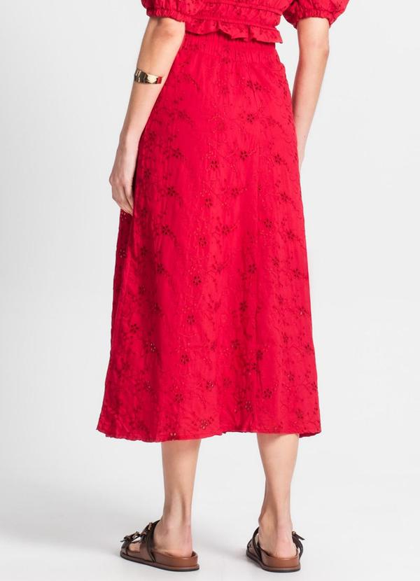 Endless - Saia Midi Feminina em Laise Vermelho 2