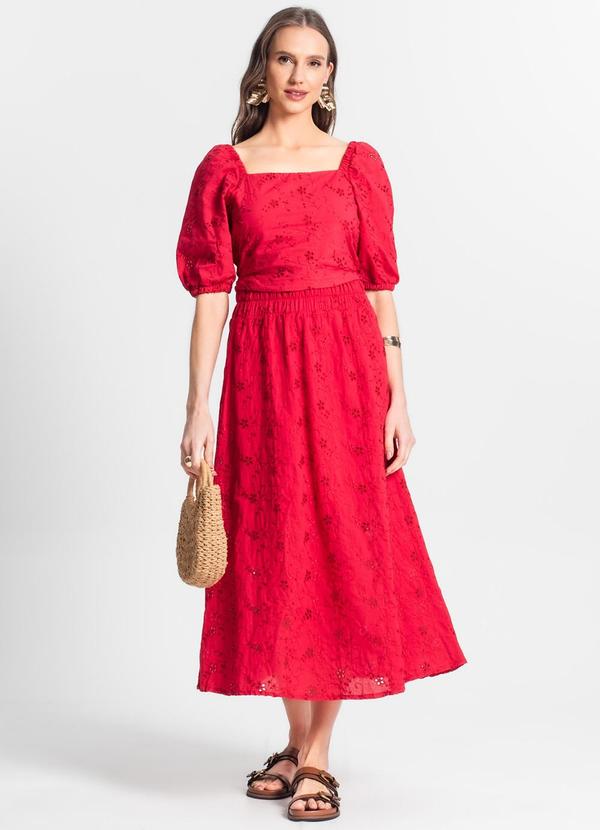 Endless - Saia Midi Feminina em Laise Vermelho 5