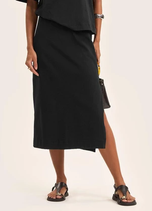Rovitex - Saia Midi Feminina em Malhão Preto - ROVITEX
