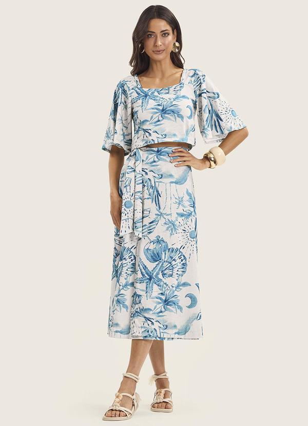 Endless - Saia Midi Feminina em Meia Malha Azul 2