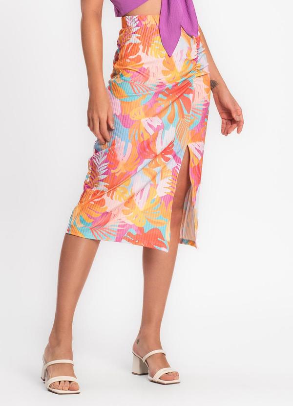 Rovitex - Saia Midi Feminina em Ribana Azul