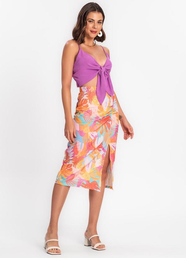 Rovitex - Saia Midi Feminina em Ribana Azul 3