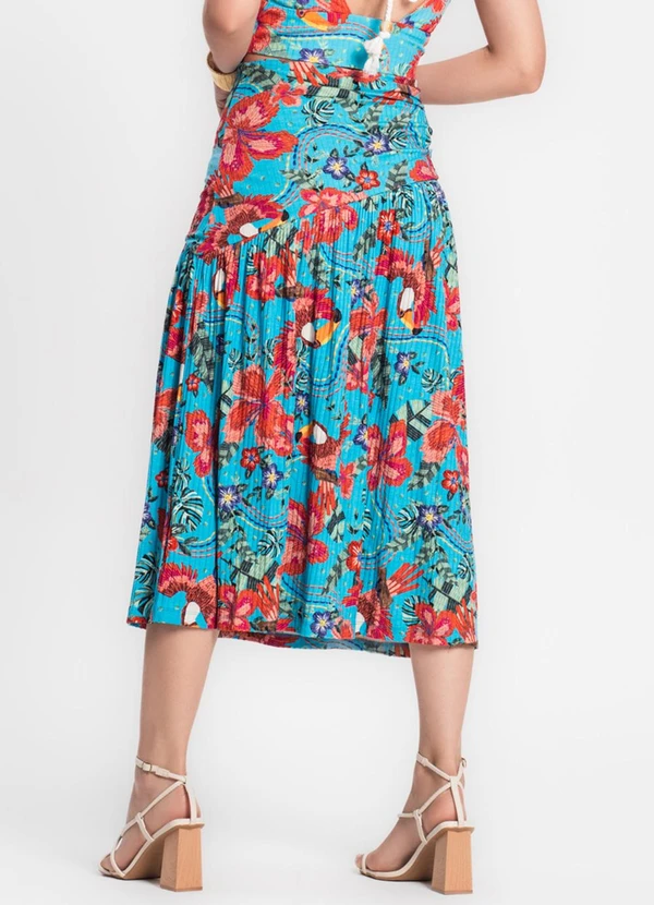 Endless - Saia Midi Feminina em Ribana Canelada Azul 2