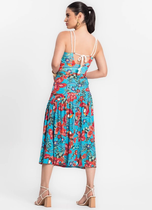 Endless - Saia Midi Feminina em Ribana Canelada Azul 4