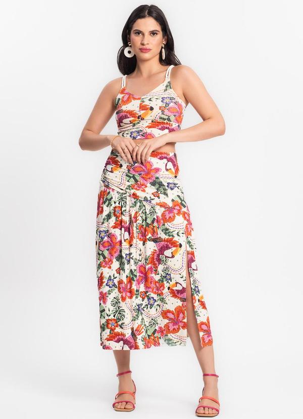 Endless - Saia Midi Feminina em Ribana Canelada Bege 3