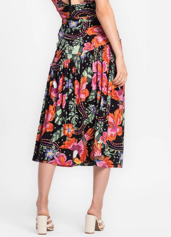 Endless - Saia Midi Feminina em Ribana Canelada Preto 2